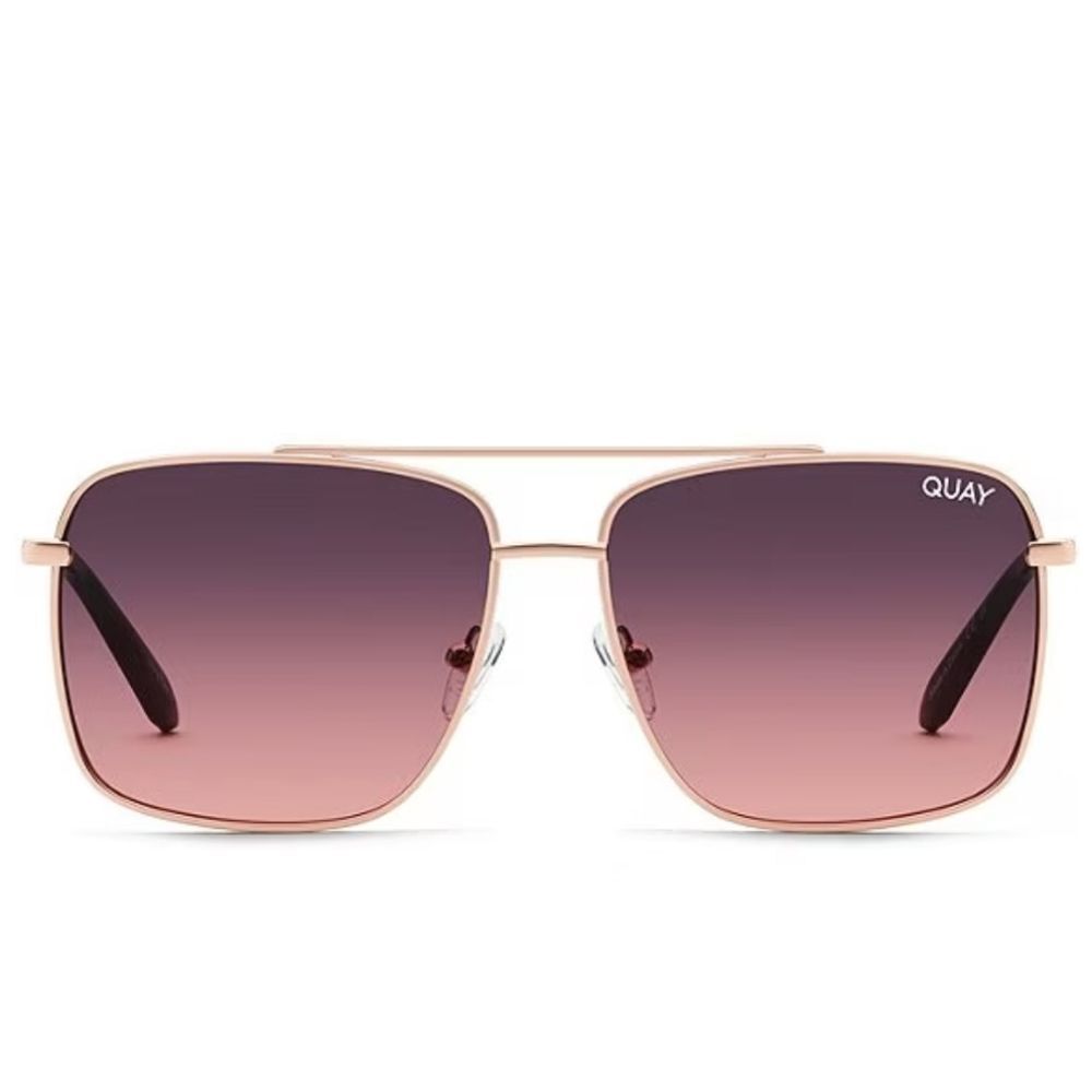Quay Australia Hot Take 51MM Gradient Aviator Sunglasses- Rose Gold/Smoke Pink